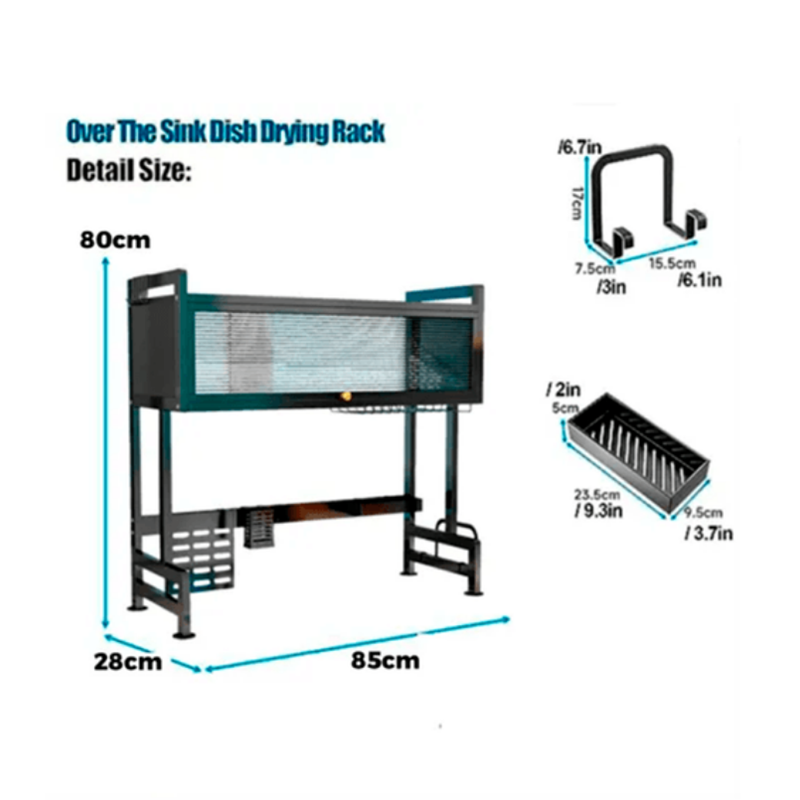 Escurridor de Platos con Tapa Color Negro 85cm