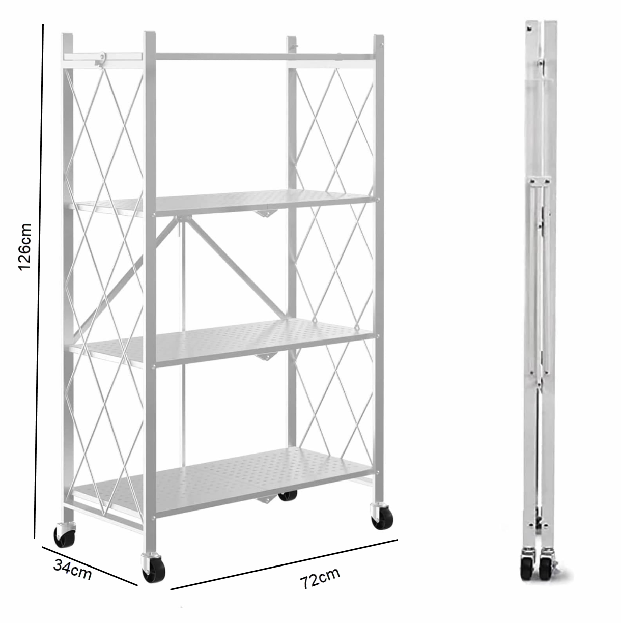 Estante Organizador Plegable de Metal Color Blanco de 4 Niveles