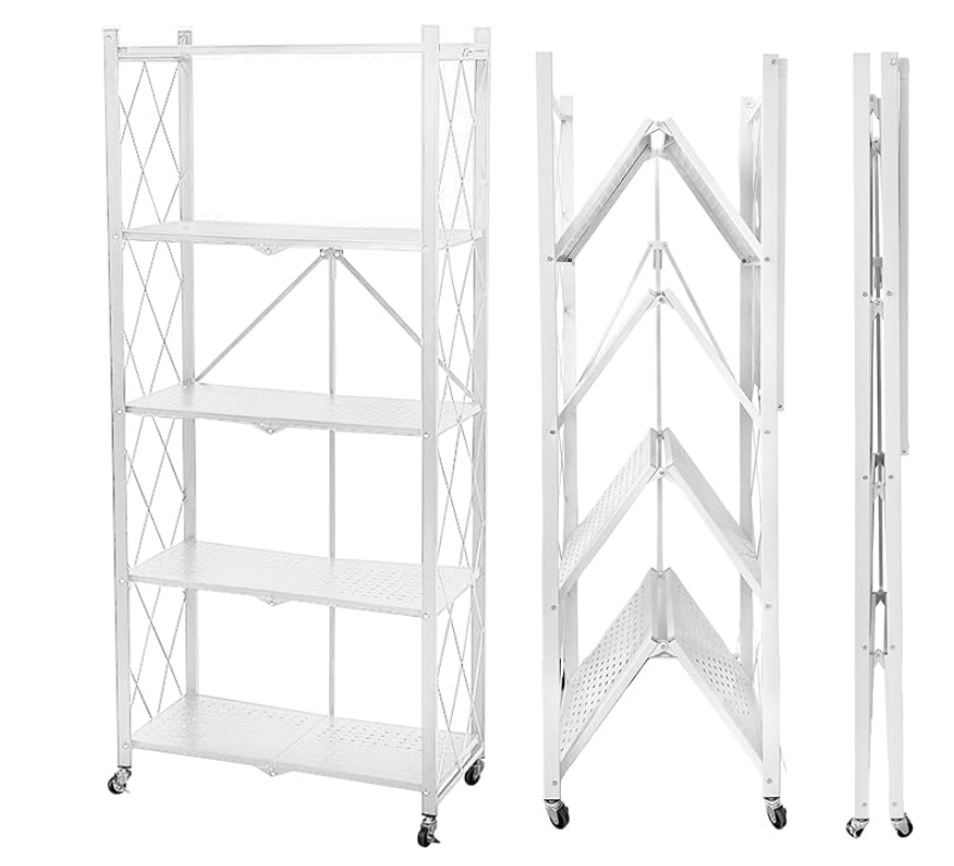 Estante Organizador Plegable de Metal Color Blanco de 5 Niveles