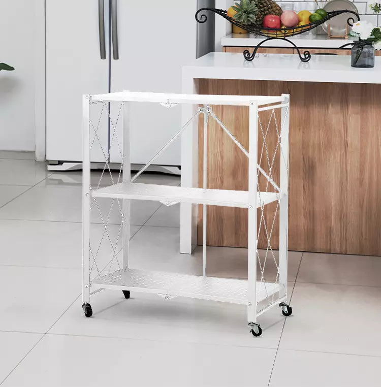 Estante Organizador Plegable de Metal Color Blanco de 3 Niveles