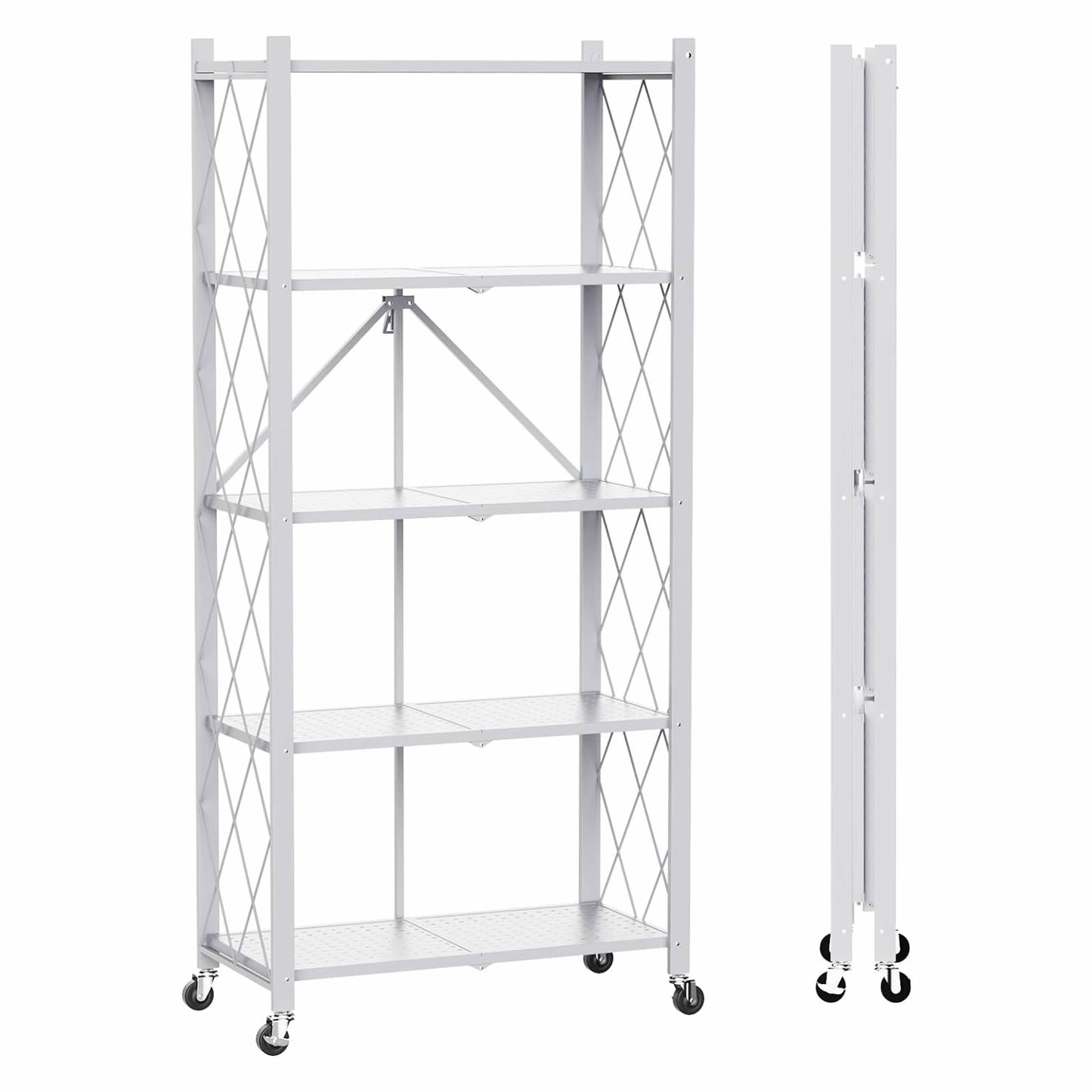 Estante Organizador Plegable de Metal Color Blanco de 5 Niveles