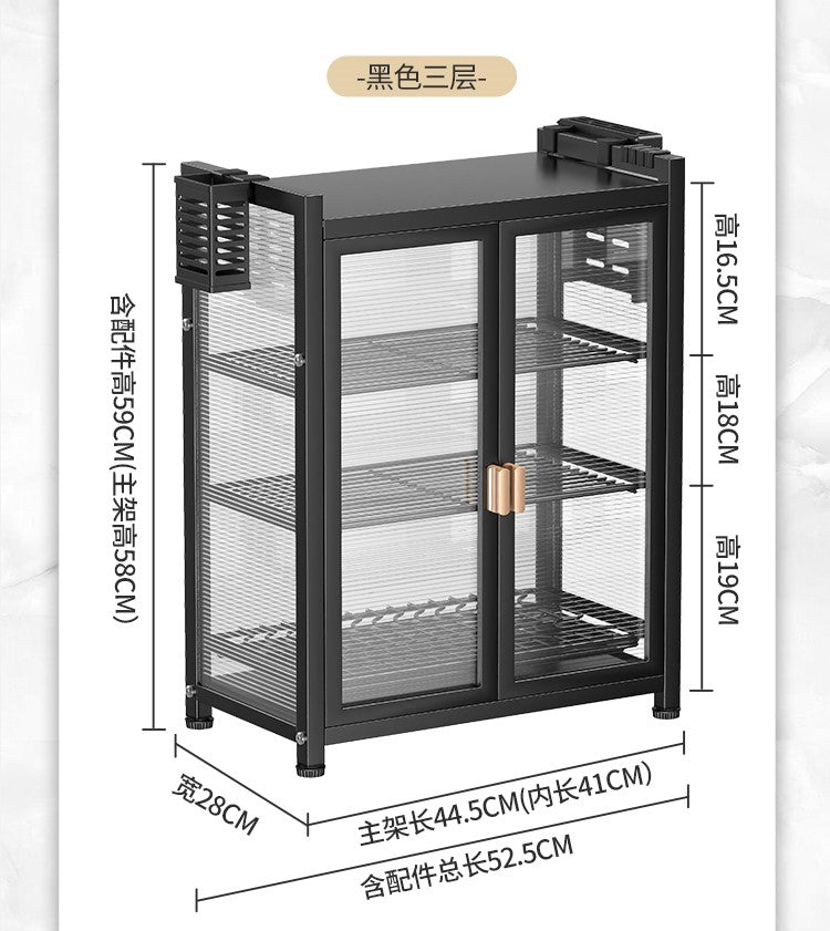 Escurridor de Platos con Puerta de 3 Niveles Color Negro