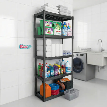 Detalle del sistema de ensamble a presión del estante plástico 19943 de Truper, sin requerir herramientas.