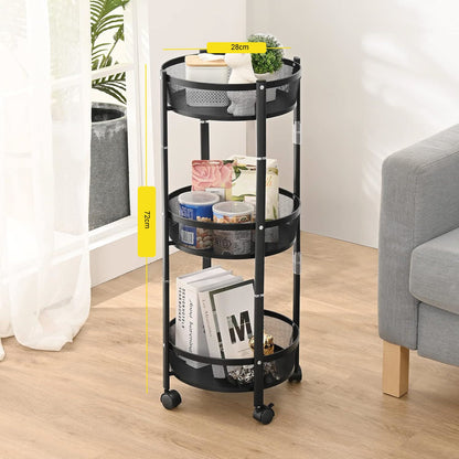 Carrito Plegable Redondo 3 Niveles: Practicidad y Ahorro de Espacio en un Solo Producto