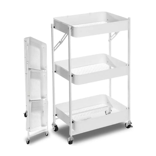 Carrito Organizador de Metal Plegable Color Blanco