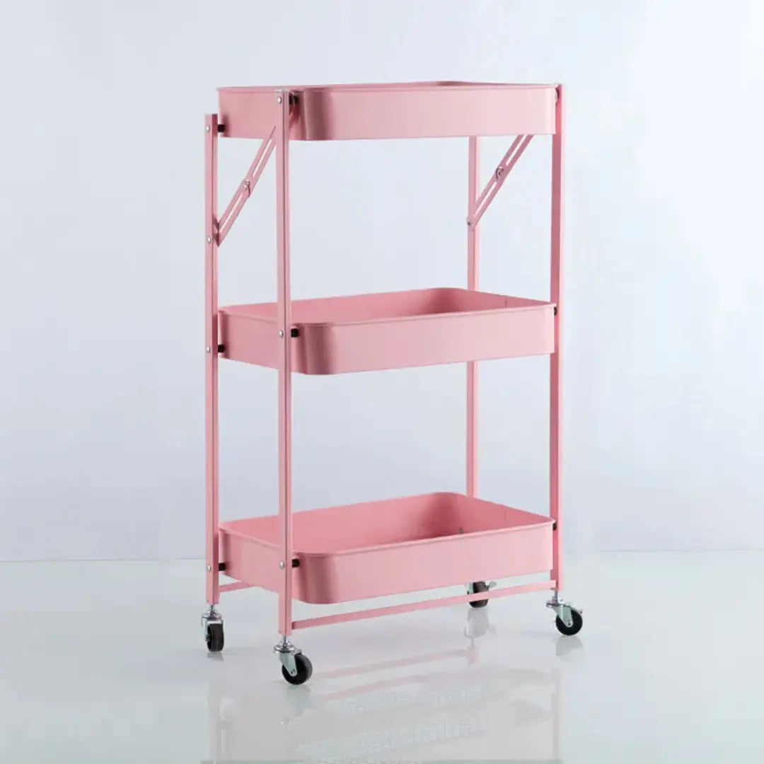 Carrito Organizador de Metal Plegable Color Rosado