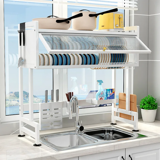 Escurridor de Platos con Tapa Color Blanco de 85cm