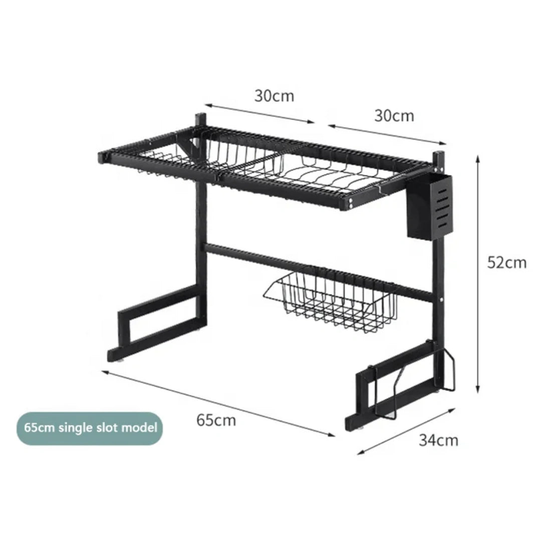 Escurridor de Platos de Acero Carbonado Sin Tapa Color Negro de 65 Centímetros