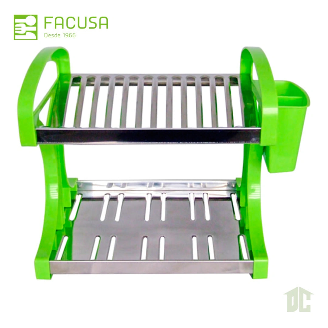 Escurridor de Platos de Acero Inoxidable con Base de Plástico Marca Facusa Modelo Múltiple Color Verde