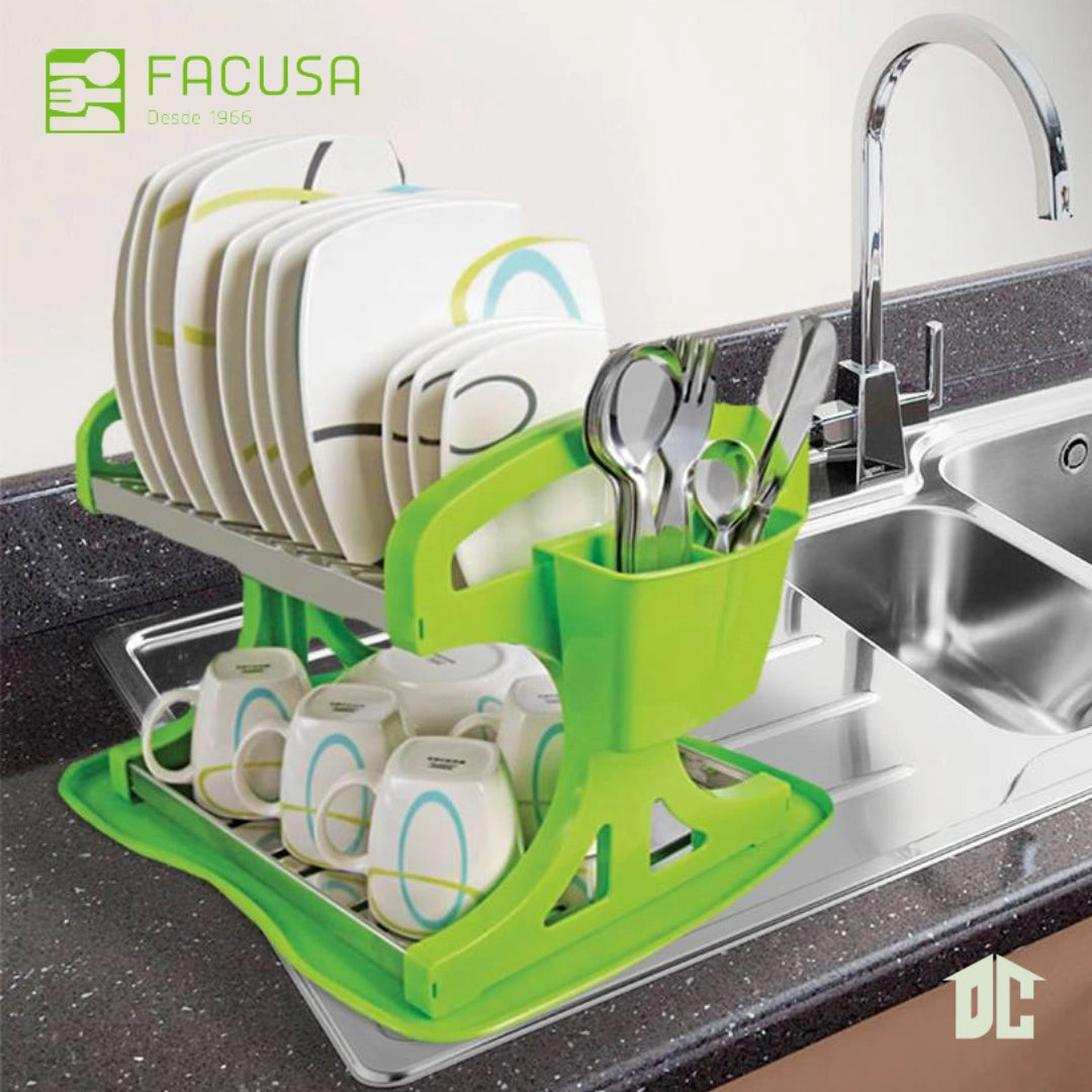 Escurridor de Platos de Acero Inoxidable con Base de Plástico Marca Facusa Modelo Múltiple Color Crema