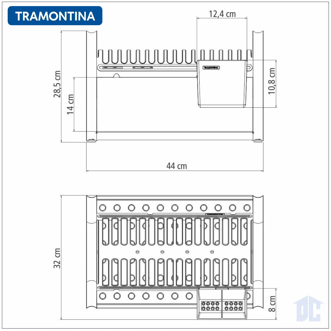 Escurridor de Platos de Acero Inoxidable con Porta Cubiertos Blanco Marca Tramontina