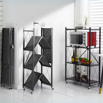 Estante de Metal Plegable Color Negro de 4 Niveles
