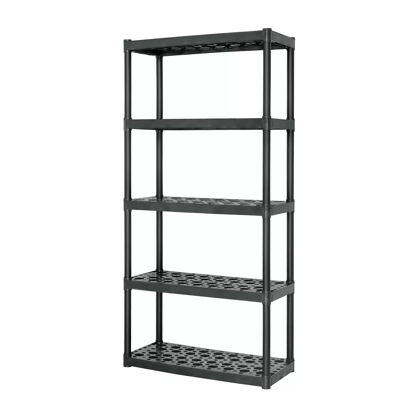 Estante de plástico de 5 repisas Truper 19943 armado y vacío.