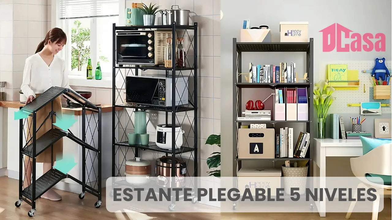 Cargar video: Estante Plegable de Metal de 5 Niveles