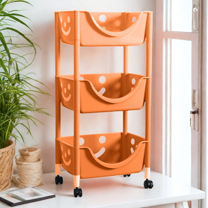 Organizador Multifuncional Carita Feliz de 3 Niveles Naranja